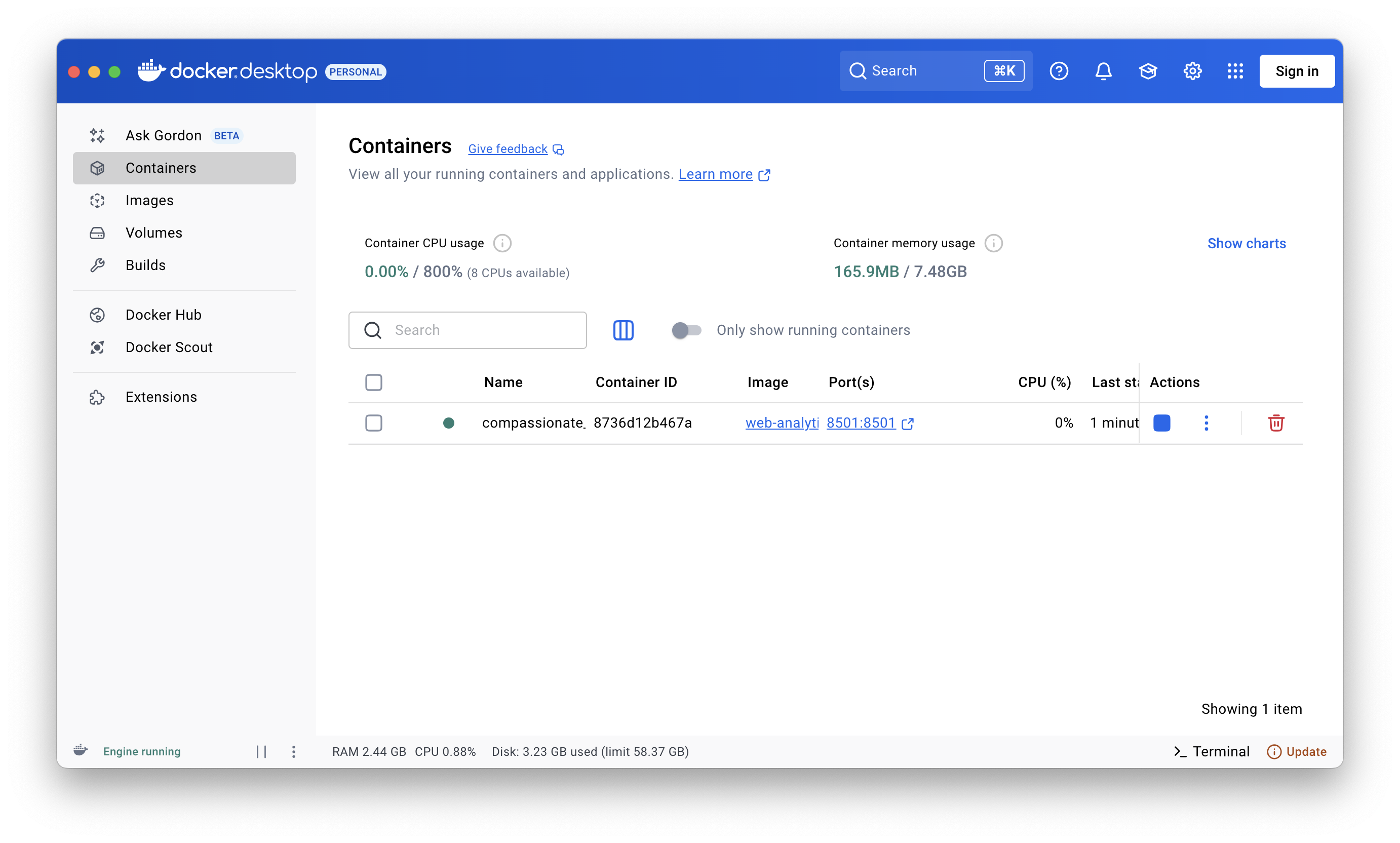 Dashboard Main View